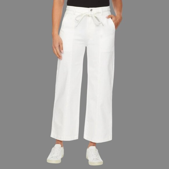 Hudson Wide Leg High Waist Belted Stretch Denim Jeans White Size 10 NWT - Picture 1 of 7